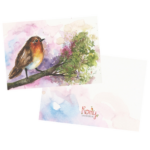 Postcard 'Robin on a branch' - Romyillustrations
