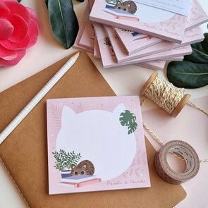 A6 Carre Notepad Cats and Plants - Poussin et Poupette