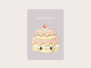 Postcard kawaii gefeliciteerd - Appeloogje
