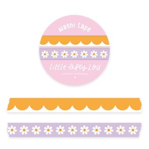 Slim Ochre Scalloped and Lilac Daisies Washi Tapes Set - Little Lefty Lou 
