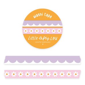 Slim Lilac Scalloped and Pink Daisies Washi Tapes Set - Little Lefty Lou 