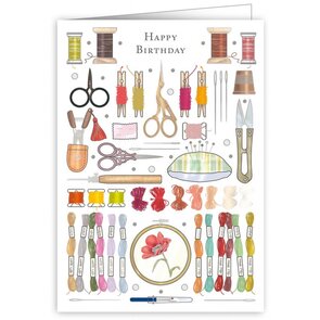 Greeting Card - Happy Birthday Embroidery