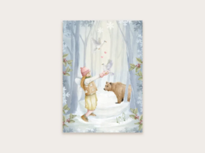 Postcard winterbos met duiven - Appeloogje