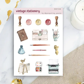 Vintage Stationery Sticker Sheet by Penpaling Paula