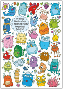 Search Postcard | Wo ist das Monster mit den 6 Zähnen und welches Monster trägt Pantoffeln?
