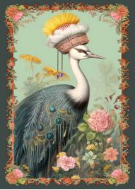 Postcard Gwenaëlle Trolez Créations - Grue a chapeau