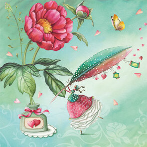 Nina Chen Postkarte | Frau mit Feder