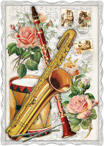 Auguri by Barbara Behr Glitter Postcard | Music 