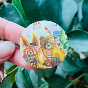 5x Sticker Rode Panda en Beer by RomyIllustrations