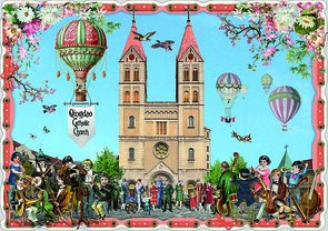 PK 8092 Barbara Behr Glitter Postcard | China - Qingdao, Catholic Church