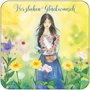 Postcard Kristiana Heinemann | Herzlichen Glückwunsch (Woman with potted plant)