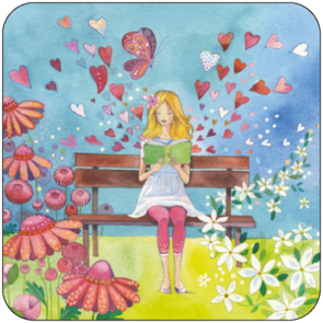 Postcard Kristiana Heinemann | Woman reading on bench