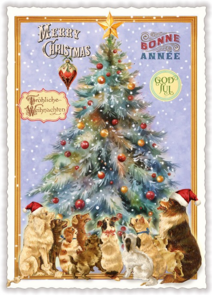 PK 1165 Tausendschön Postcard Christmas - Dogs at the Christmas Tree