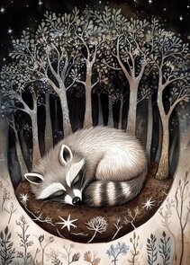 Sleepy Woodlands: Wasbeer | Postcard Fripperies