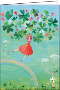 Mila Marquis Folded Card | Woman with Clovers