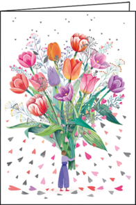 Mila Marquis Doppelkarte | Frau mit Tulpenstrauß