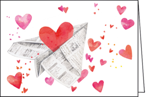 Carola Pabst Doppelkarten | Papierflieger mit Herzen