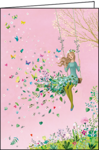 Mila Marquis Folded Card | Woman on swing