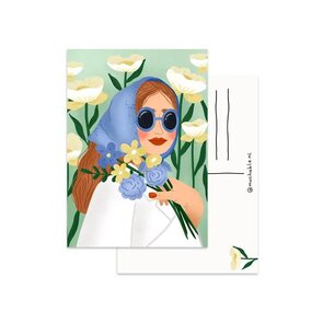 Postcard by Muchable - illustration woman portrait with flowers