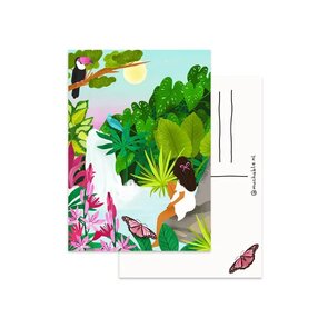 Postcard by Muchable - illustratie vrouw bij waterval en jungle