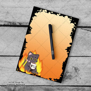 A5 Notepad This is fine Neko - by Hidekos Artwork