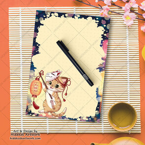 A5 Notepad Kitsune Neko - by Hidekos Artwork