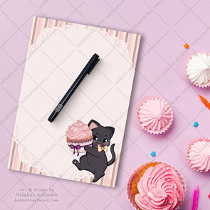 A5 Notepad Cupcake Neko - by Hidekos Artwork