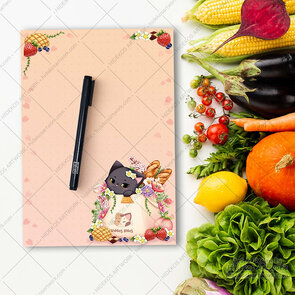 A5 Notepad Grocery Neko - by Hidekos Artwork