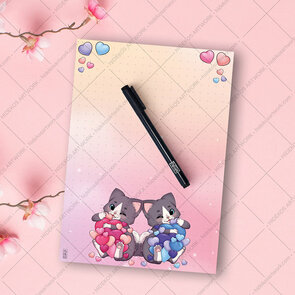 A5 Notepad Heart Nekos - by Hidekos Artwork