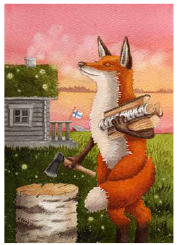 Postcard 356 by Katja Saario - Cutting Wood