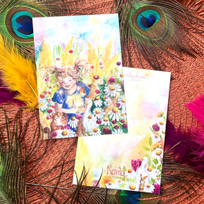 Postcard Romyillustrations - Vuurvliegjes vangen