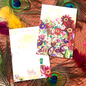 Postcard Romyillustrations - Fiets in de bloemen