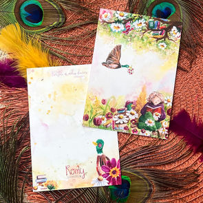 Postcard Romyillustrations - Lezen tussen de bloemen