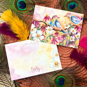 Postcard Romyillustrations - Vogels in de bloemen