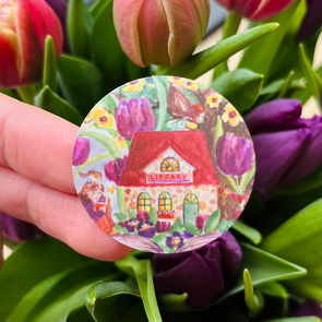 5x Sticker Boekenhuis in de bloemen by RomyIllustrations