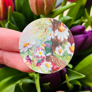 5x Sticker Eend tussen de madeliefjes by RomyIllustrations