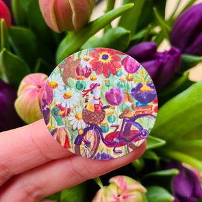5x Sticker Fiets in de bloemen by RomyIllustrations