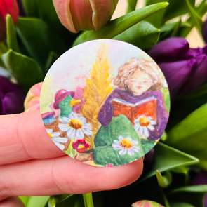 5x Sticker Lezen tussen de bloemen by RomyIllustrations