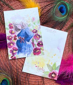 Postcard Romyillustrations - Groeien en bloeien in de buik