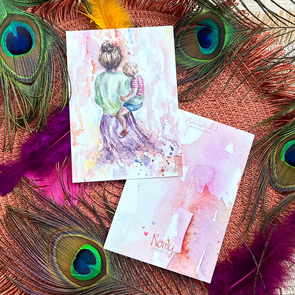 Postcard Romyillustrations - Moeder en zoon