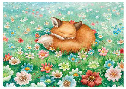 Postcard 465 by Katja Saario - Sleeping in a field of flowers