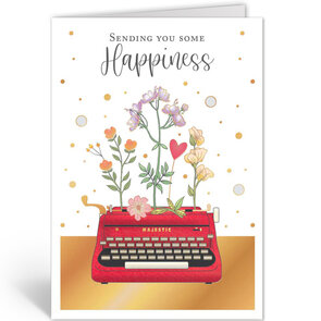 Greeting Card Quire - Sending you some happiness (typewriter)
