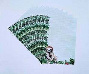 Set of 10 sheets - A5 Sloth - by StationeryParlor