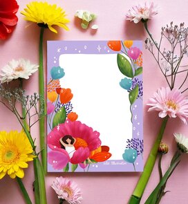 A5 Notepad Woman in Flower - by Aniet Illustration