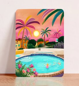 Postcard Cannes Pool - Aniet Illustration