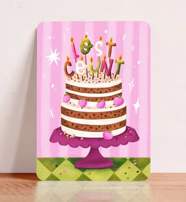 Postcard Lost Count Birthday Cake - Aniet Illustration