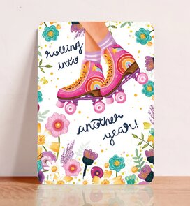 Postcard Rolling into another year - Aniet Illustration