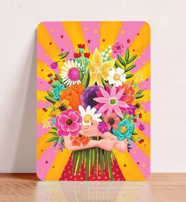 Postcard Woman Holding Flowers - Aniet Illustration