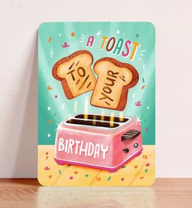 Postcard A Toast to your Birthday - Aniet Illustration