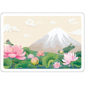 Aquarupella Méli Mélo Postcard - Lotus and Mount Fuji